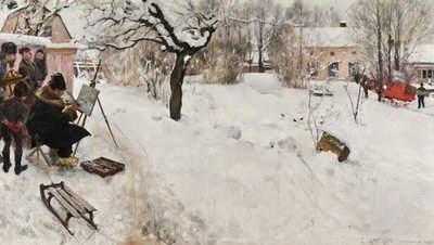 Open-Air Painter. Winter Motif from Åsögatan 145, Stockholm by Carl Larsson